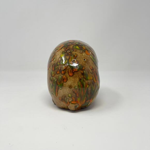 VTG Ceramic Pig Toothpick Appetizer Holder Glazed Drip Charcuterie Green Orange - Picture 4 of 7